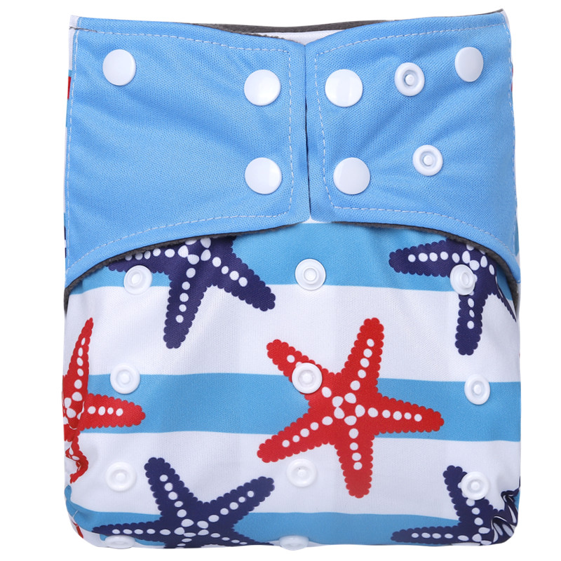 Waterproof Adjustable Starfish Print Cloth Diaper