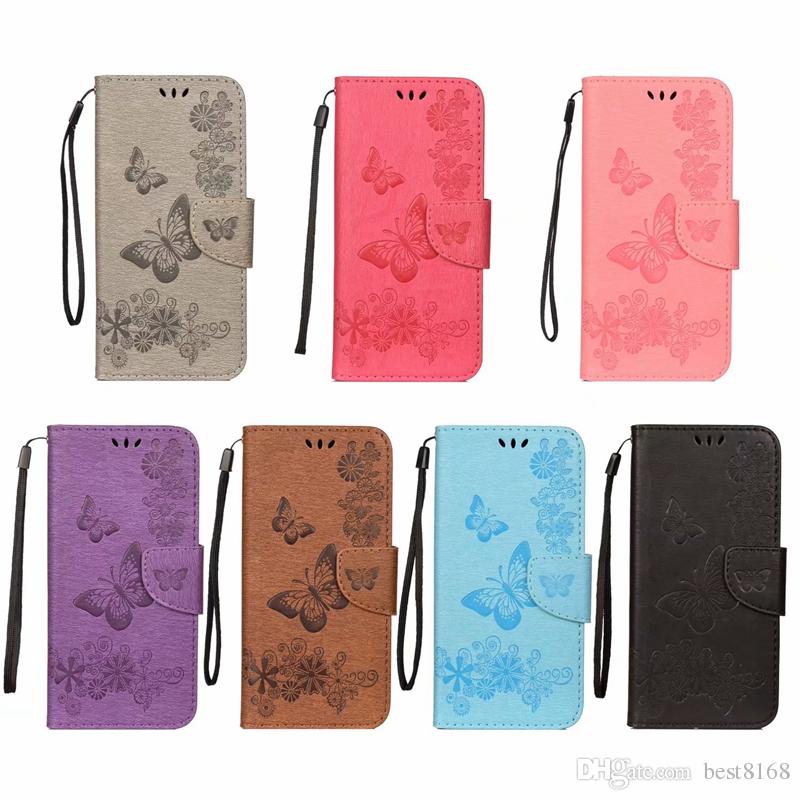 Butterfly Leather Wallet Case For Galaxy S10 S10e Plus M10 M20 A30 A50 Huawei P30 Pro Lite Flower ID Card Slot Cover Flip Fashion Strap