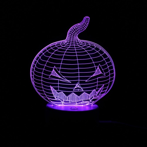 3D Optical Illusion Colorful LED Table Lamp USB Powered Touch Button Halloween Night Light Home Decoration--Pumpkin