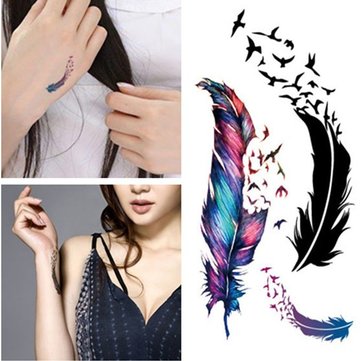 DIY Hollow Feather Watterproof Tattoo Stickers Scar Cover Paste Temporary Tattoos