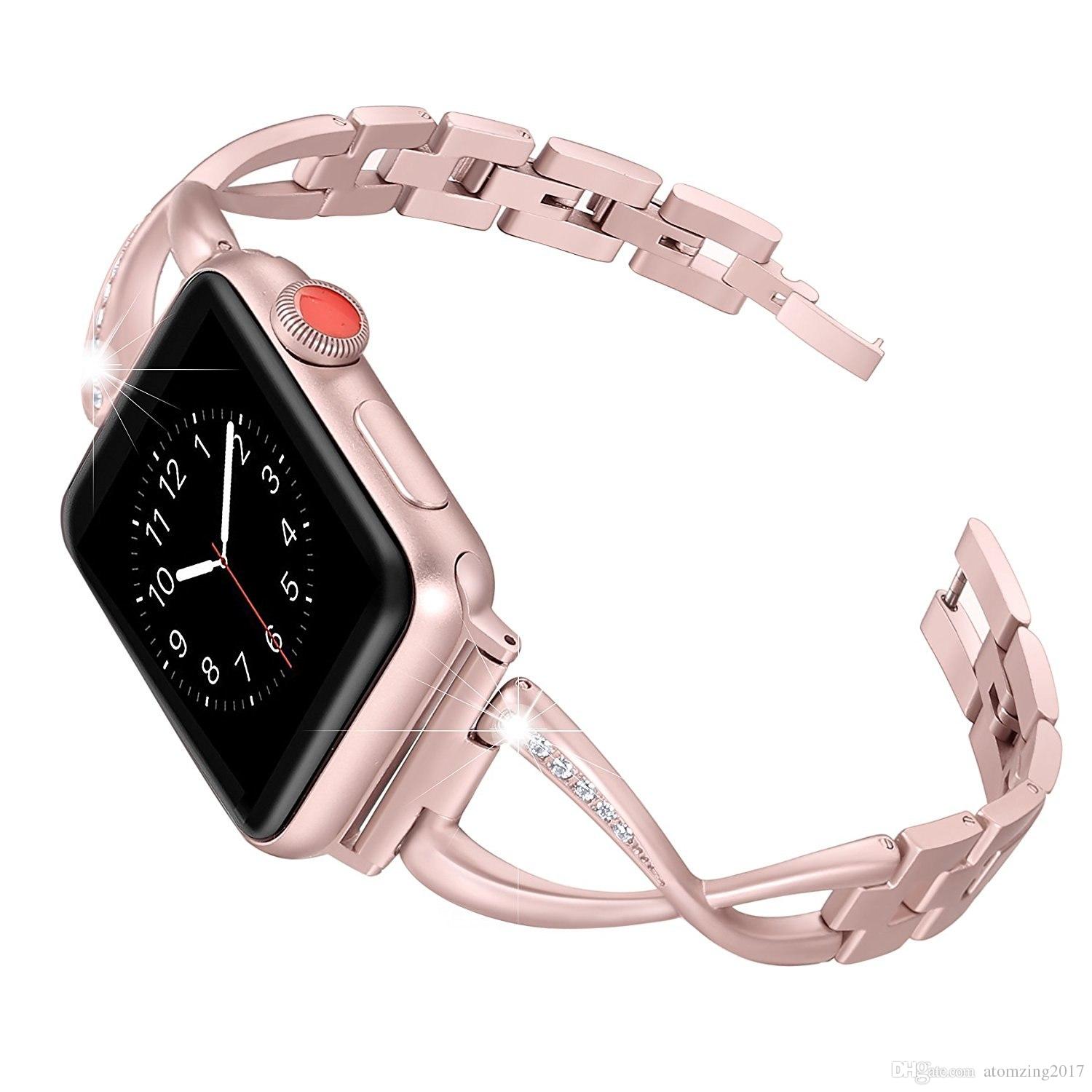 Women Watch band for Apple Watch Bands 38mm/42mm diamond Stainless Steel Strap for iwatch series 3 2 1 Bracelet