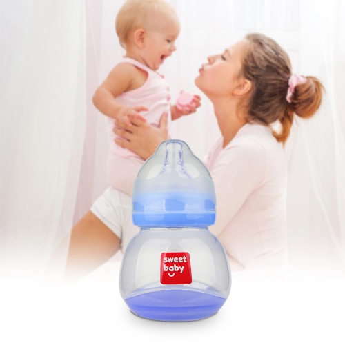 Baby Bottle Temperature Sensing Anti-colic Milk Juice Trainging Feeding 150ml Blue