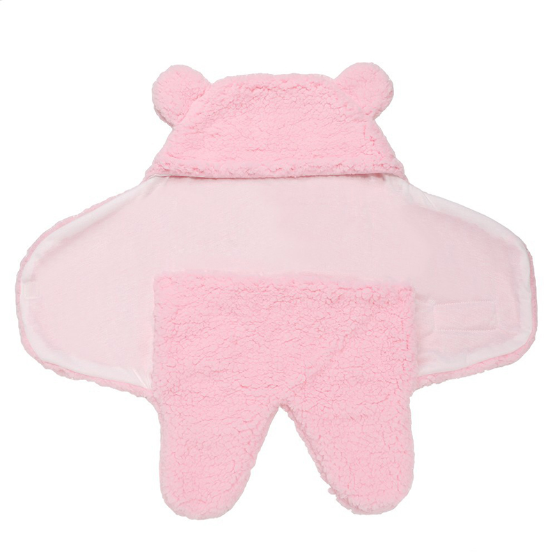 Bear Design Fleece-lining Baby Swaddle Sleeping Bag