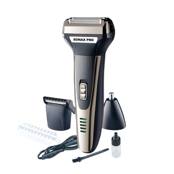 sonax pro 3 in 1 men electric shaver rechargeable shaved beard electric razor reciprocating nose cleaning hair shaving machine