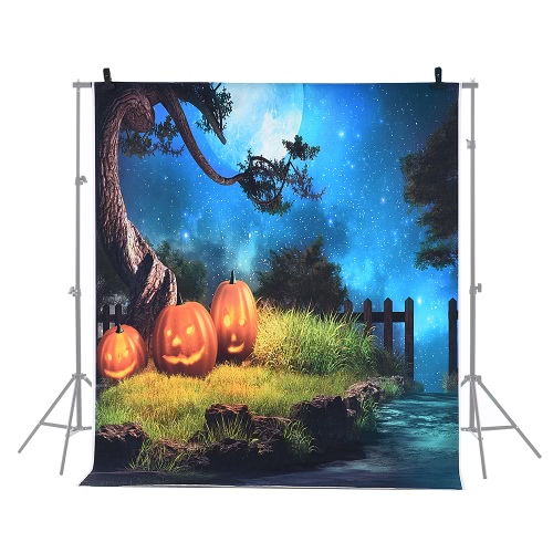 6.9 * 5ft/2.1 * 1.5m Halloween Backdrop Photography Background Decoration Pumpkin Pattern for DSLR Camera Photo Studio