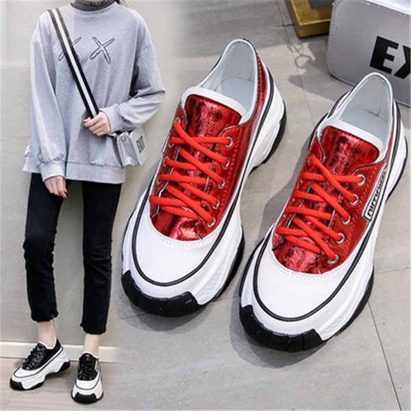 New Women 2021 Chunky Sneakers Spring Fashion Heavy Black Red Woman Shoes ZOBA