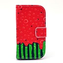 Watermelon Pattern PU Leather Case with Card Slot and Stand for Samsung Galaxy S3 mini I8190