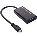 Mini HDMI to VGA Female AV Adapter Converter 3.5mm - Black