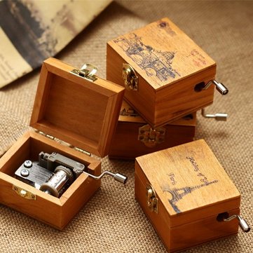 Sky City Handshake Wooden Music Box Special Creative Landscape Craft Decoration Birthday Gifts