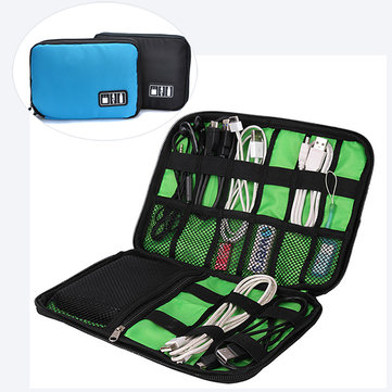 Multifunctional Canvas Multi-pocket Ipad Store Bag Phone Bag Date Line Digital Storage Bag