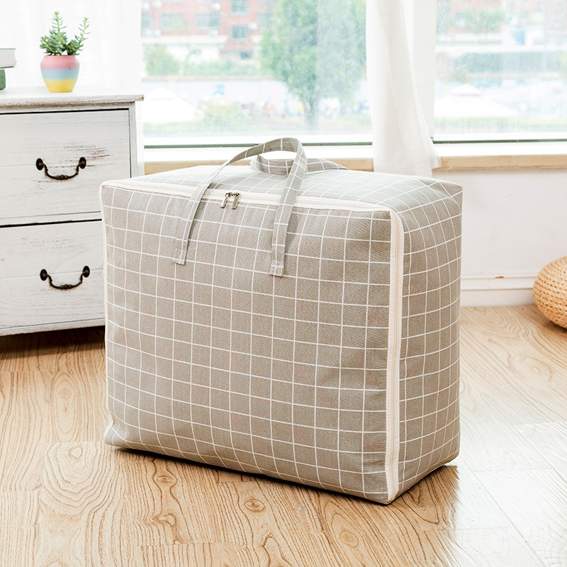 Grey&Navy Gird Quilt Storage Bag
