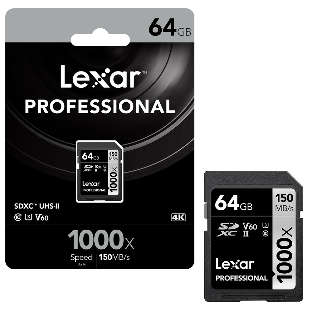 Lexar Pro SDXC SD Memory Card Class 10 1000x UHS-II U3 HD 4K 3D - 64GB