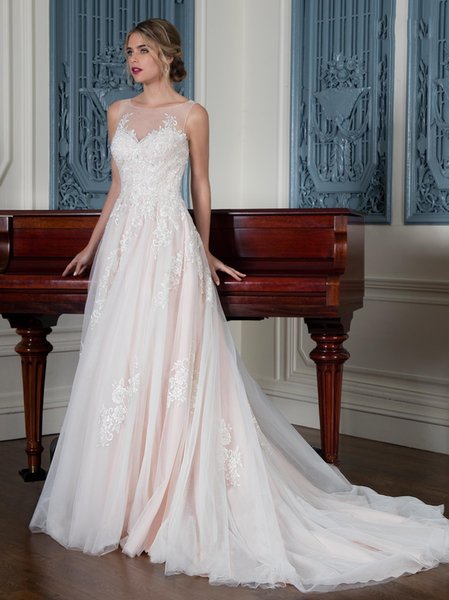 Grace Pink Champagne/Ivory Applique A-Line Wedding Dresses Bridal Pageant Dresses Wedding Attire Dresses Custom Size 2-16 KF1014136