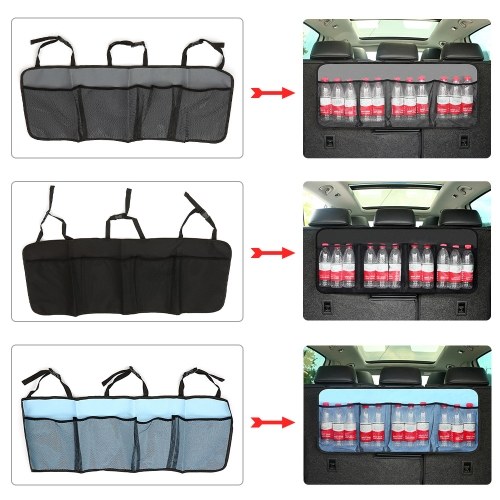 Auto Organizer 35.24*14.17in Foldable Cargo Net Storage for More Space Car Organizer with Adjustable Straps,Black