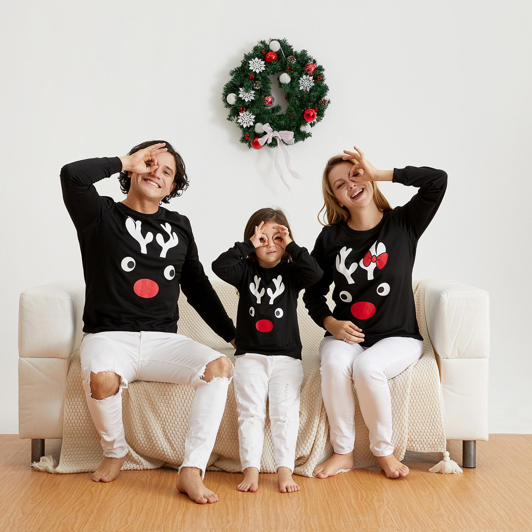 Christmas Elk Print Family Matching Sweatshirts