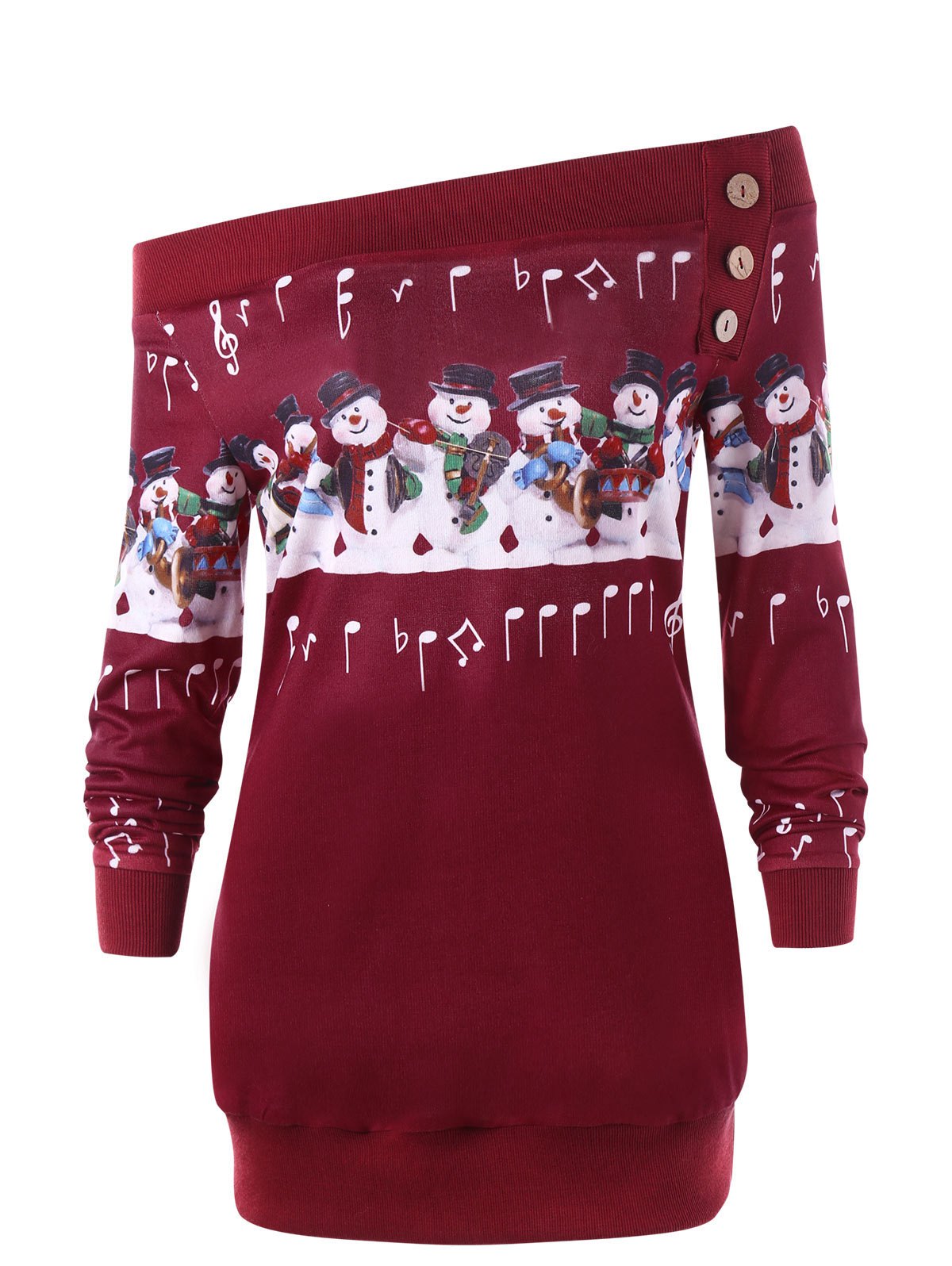 Christmas Plus Size Off The Shoulder Snowman Sweatshirt