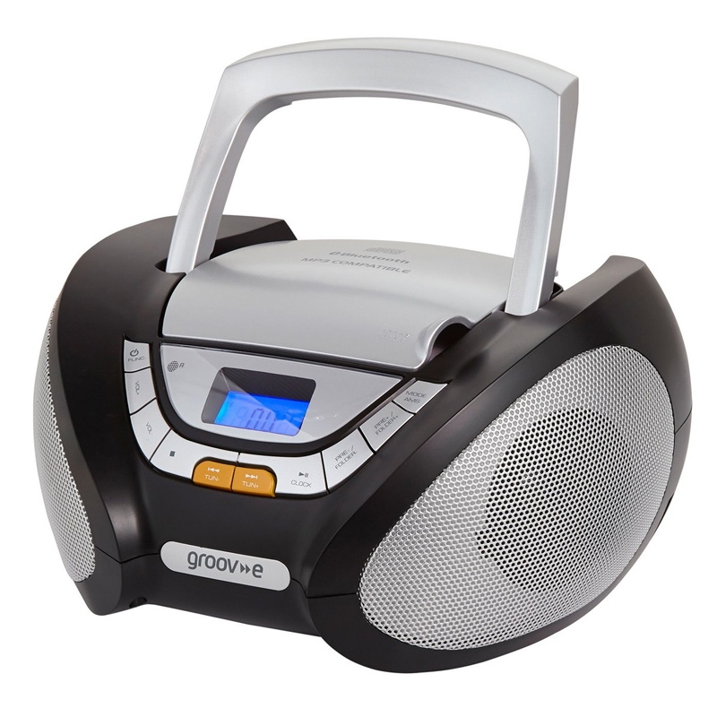 Groov-e Bluetooth Boombox Tragbarer CD Player mit Radio - Schwarz