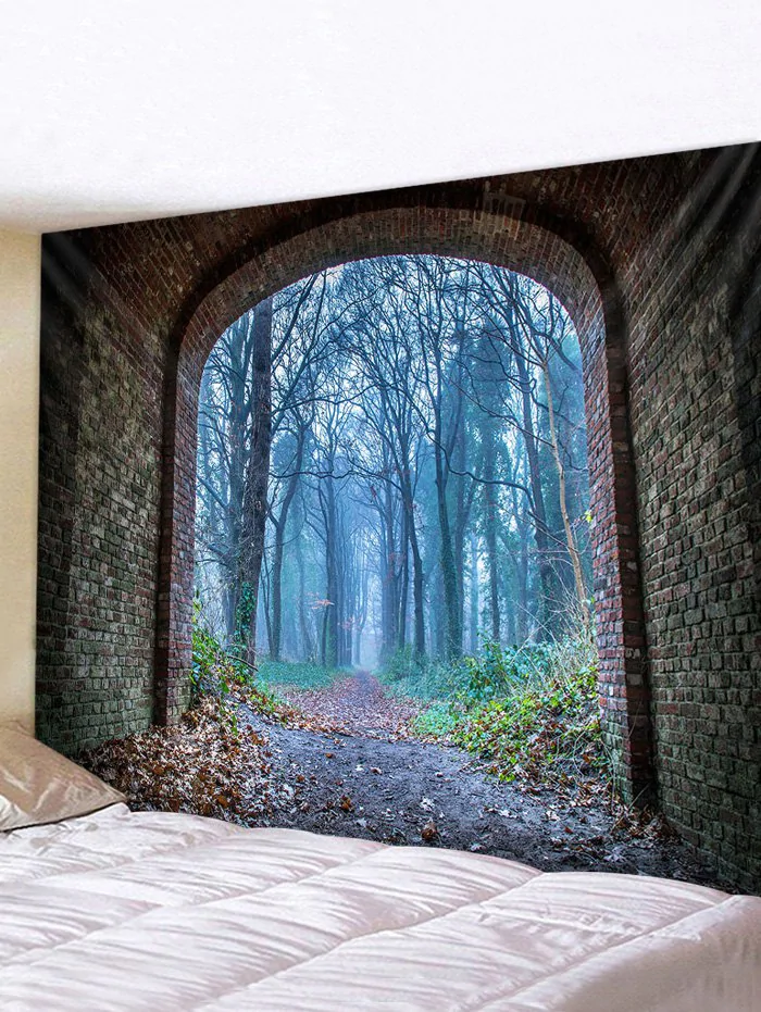 Forest Brick Tunnel Print Tapestry Wall Hanging Art Decoration