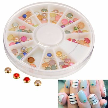 Nail Art Decoration Beads Gems Round Wheel DIY Design Resin Cute