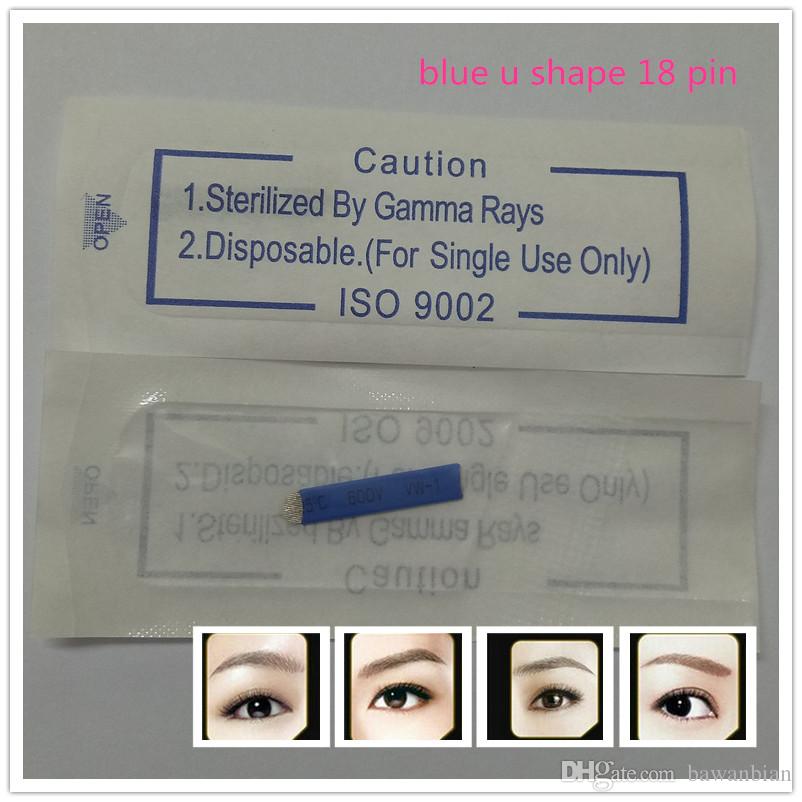 50 Pcs/lot 18 Pin U Shape s Permanent Makeup Eyebrow Embroidery Blade For 3D Microblading Manual Tattoo Pen
