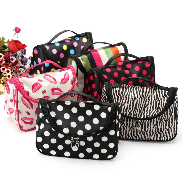 Women Cosmetic Bags Floral Printed Makeup Bag Travel Cosmetic Handbag 16styles Striped Dot Storage Bags Makeup Organizer Case GGA2043