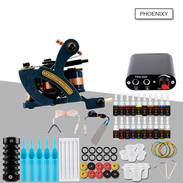 tattoo machines box set 1 guns immortal 4/6/10/20color ink supply needles accessories kits completed tattoo permanent makeup kit