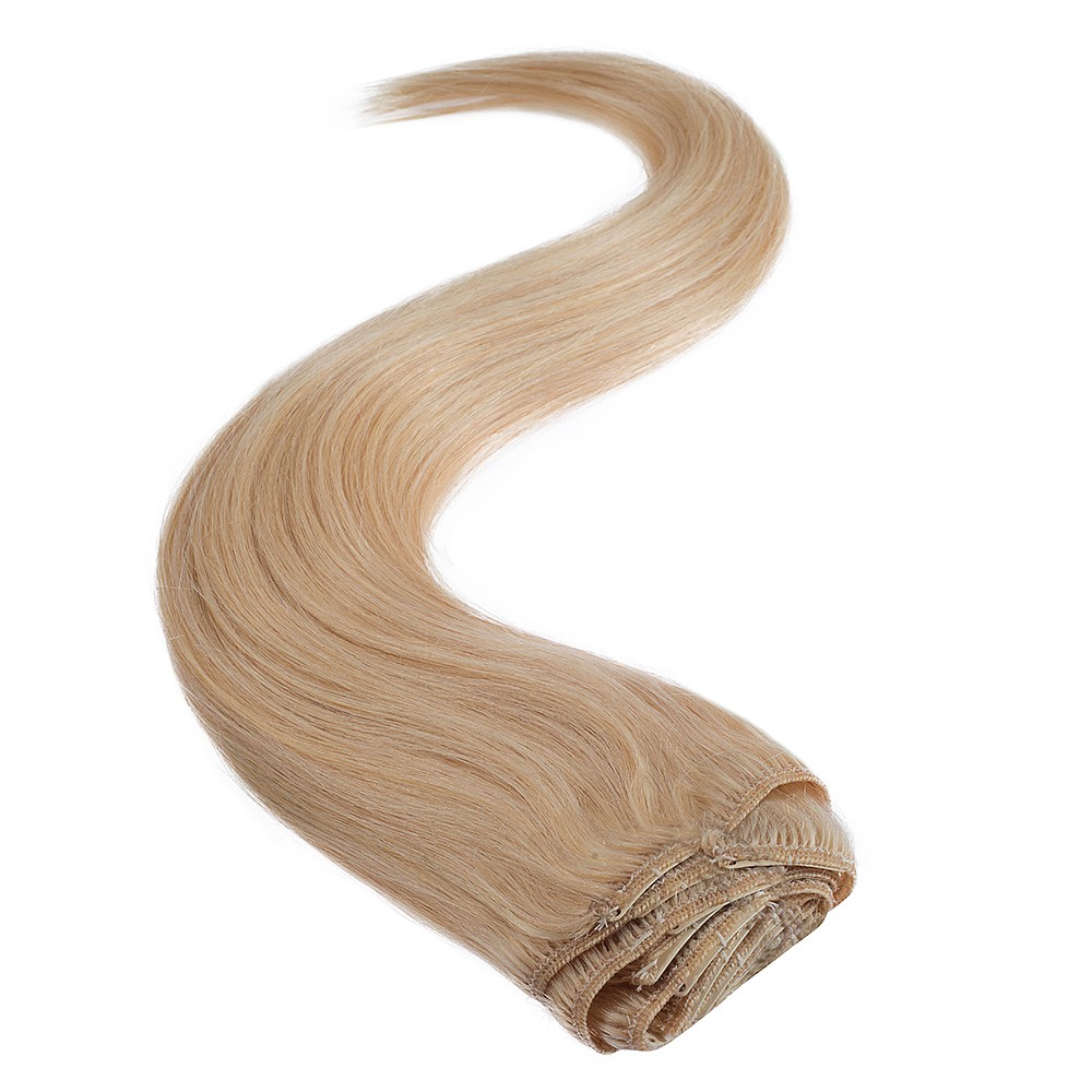 wildest dreams clip in full head human hair extension 18 inch - 22 sunkissed blonde