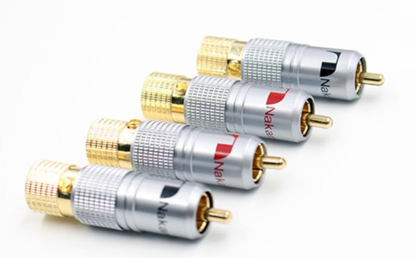 hifi 8pcs nakamichi 10mm gold plated rca plug locking non solder plug rca coaxial connector socket adapter factory high quality