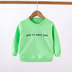 Toddler Boys' Sweatshirt Long Sleeve Hot Stamping Solid Color Letter Blue Gray Green Children Tops Fall Spring Cool Daily School Children's Day Loose 1-5 Years Lightinthebox