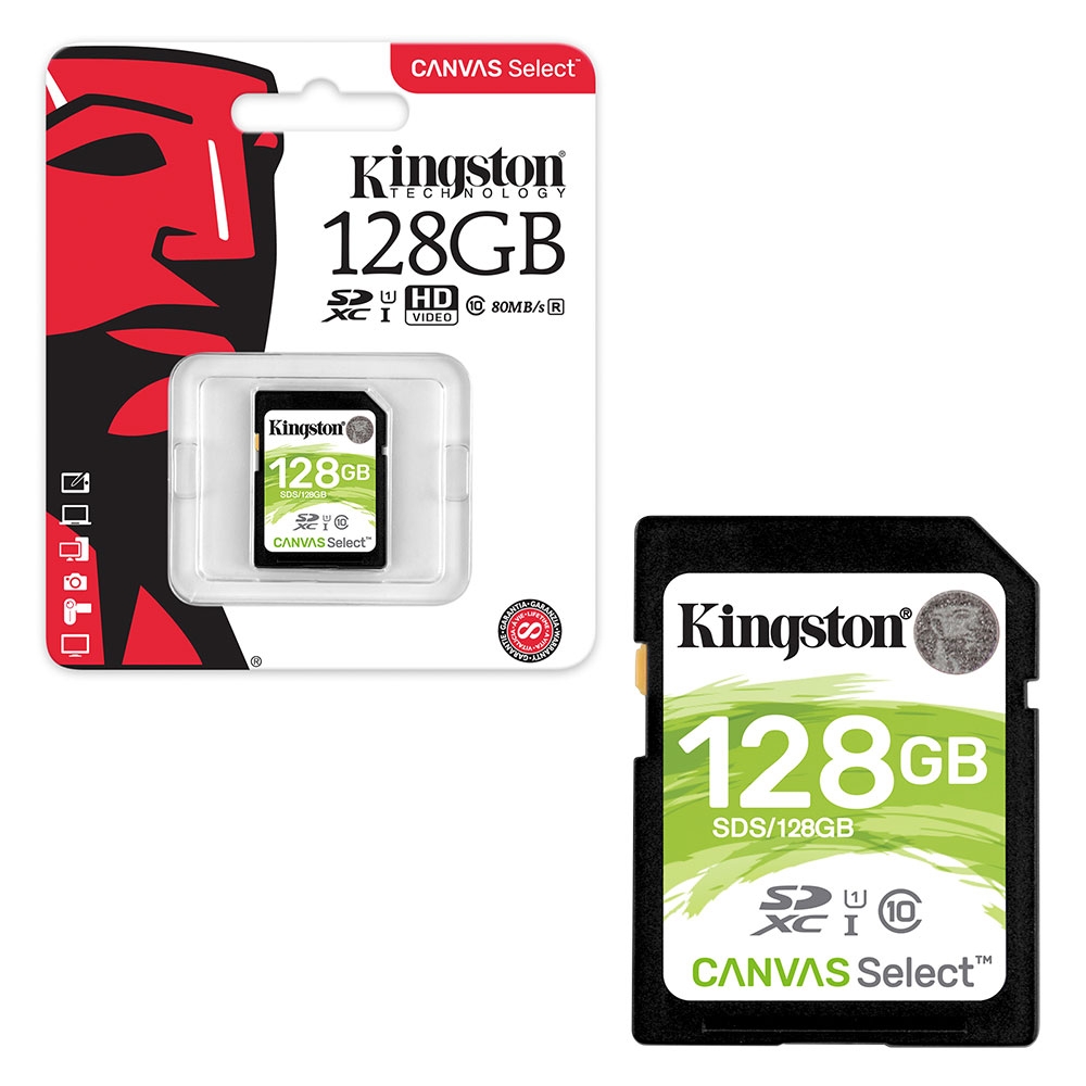 Kingston Canvas Select SDXC UHS-I 80MB/s Class 10 Memory Card - 128GB