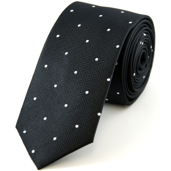 Black & White Polka Dot Silk Skinny Tie