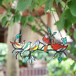 décor de jardin oiseaux pendentif double face goutte d'huile de couleur métal artisanat verre fenêtre ornements 2 pièces minimun miniinthebox