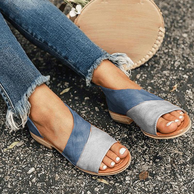 Casual Leather Spliced Flats