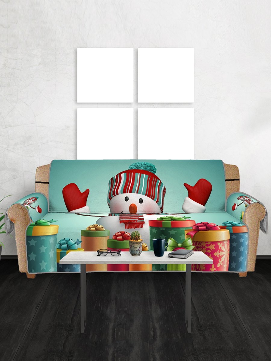 Christmas Snowman Gifts Pattern Couch Cover
