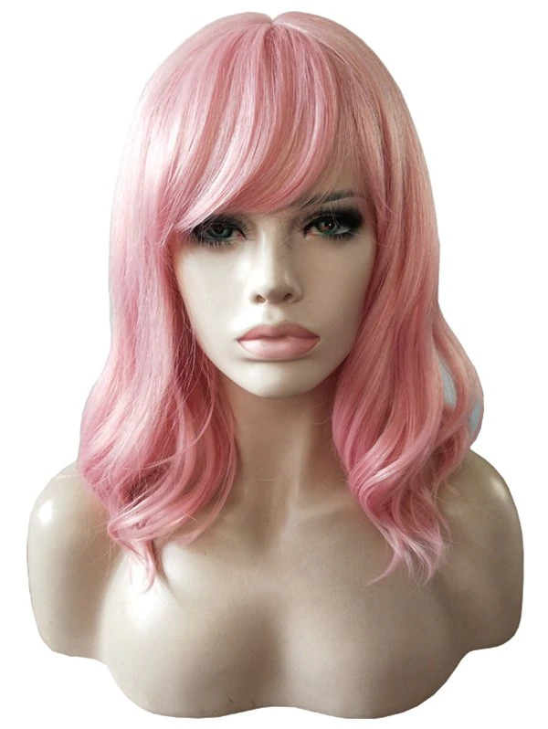 Medium Curly Slightly Wave Side Bang Synthetic Wig