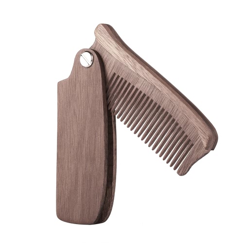 1pc Folding Beard Comb Pocket Size Moustache Comb Wood Anti-static Hair Comb for Men & Women