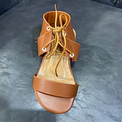Women's Sandals Wedge Heel Open Toe Daily PU Leather Loafer Spring Summer Almond White Brown Lightinthebox