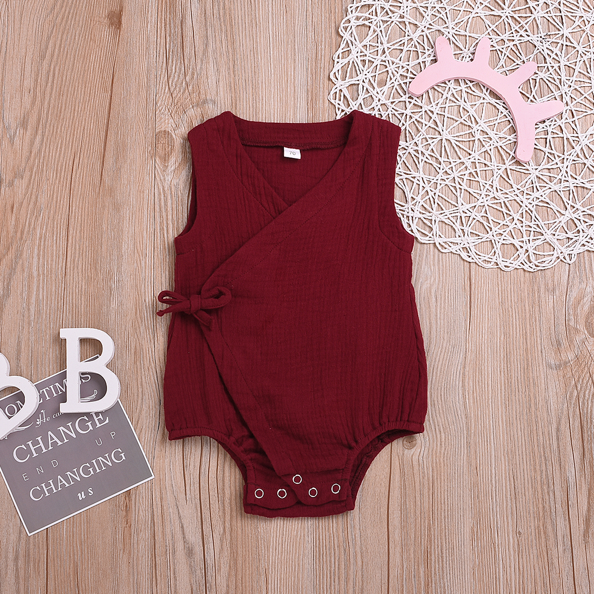 Baby Solid Strappy Sleeveless Bodysuit