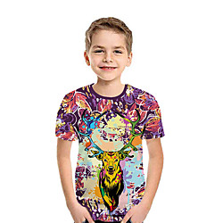 Enfants Garçon T-shirt Tee-shirts Manches Courtes Flocon de Neige 3D effet Fleurie Animal Violet Enfants Hauts Eté Actif Usage quotidien Standard 3-12 ans miniinthebox
