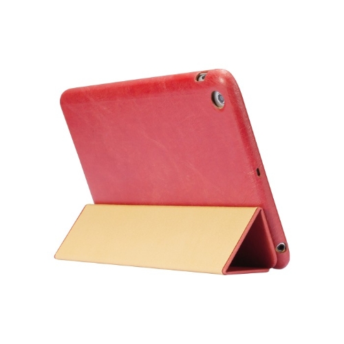 Magnetische Smart Cover Schutzhülle für iPad Mini Wake-Up schlafen Vintage Original Kuh Leder rot