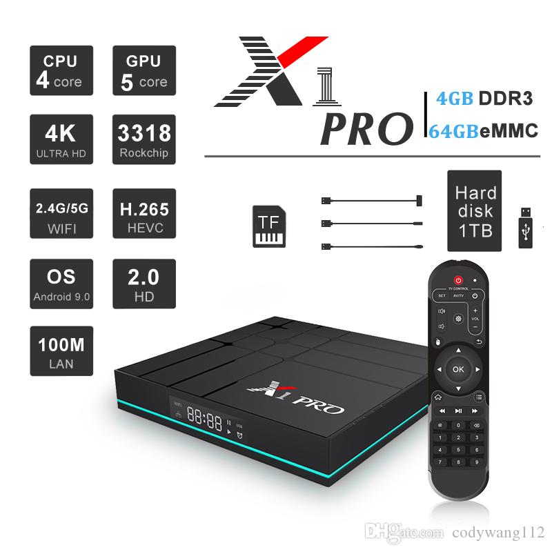New Arrvial X1 PRO 4GB 64GB RK3318 Android 9.0 TV Box Dual WiFi P H96 MAX TV BOX