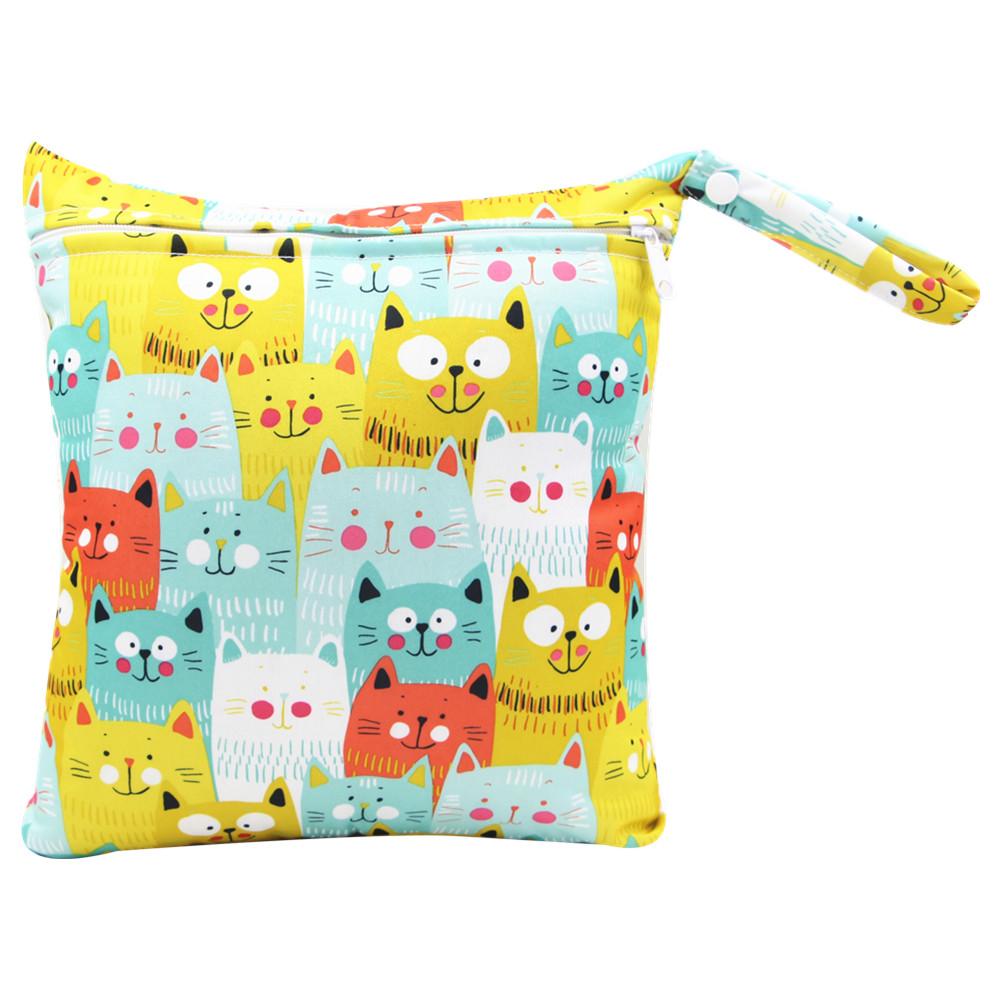 Cat Print Waterproof Hanging Cloth Diaper Wet/Dry Bags