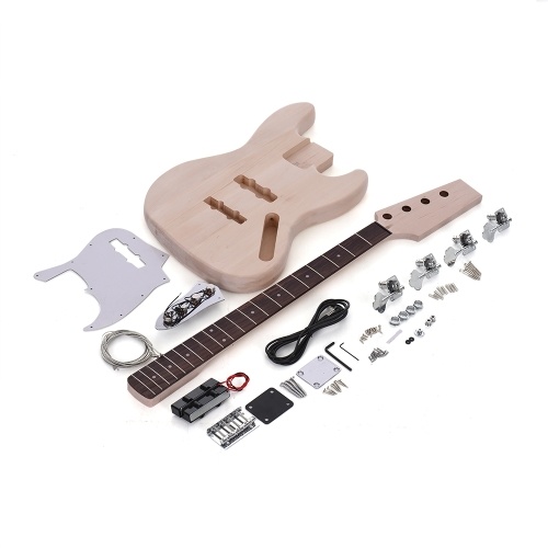 Andoer JAZZ Bass Style 4 Cordes Electrique Basse Solide Tilleul Corps érable Touche  Palissandre Bricolage Trousse de Panoplie