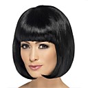 Capless court noir ondulés synthétique de haute qualité japonais Kanekalon perruques