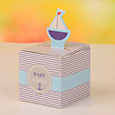 bébé sur le bateau rayures conception faveur box-set de 12