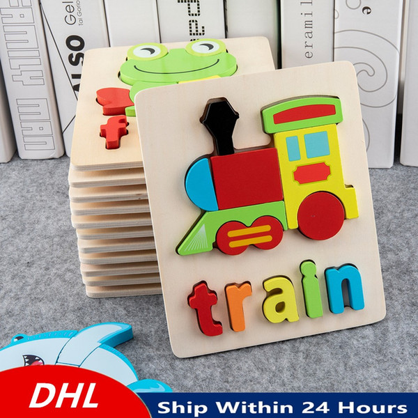 3d puzzle jigsaw cartoon animal wooden toys for children wooden puzzle intelligence kids educational toy toys training game