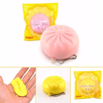 Kiibru Squishy Toy Bun Pink Yellow Chain Phone Bag Strap Gift Decor