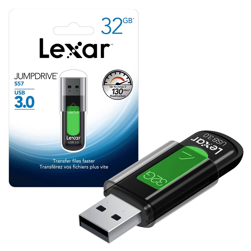 Lexar Professional JumpDrive S57 USB 3.0 Flash Drive Memory Stick - 32GB