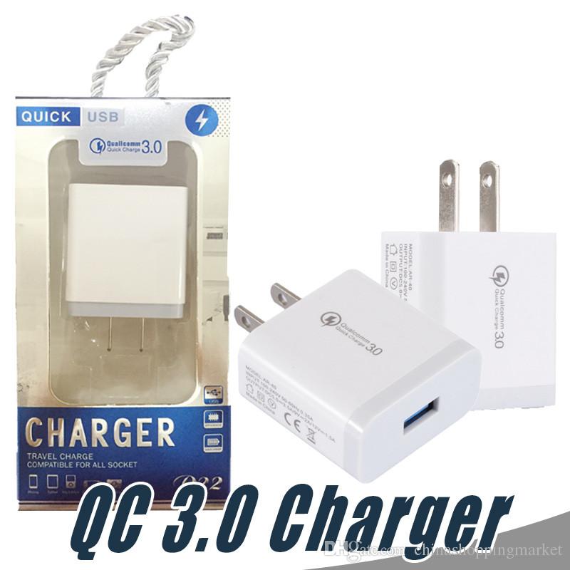 Quick Charger QC3.0 18W USB Charger US EU Home Travel Wall Quick Charge 3.0 Fast Charger Adapter For Samsung Xiaomi