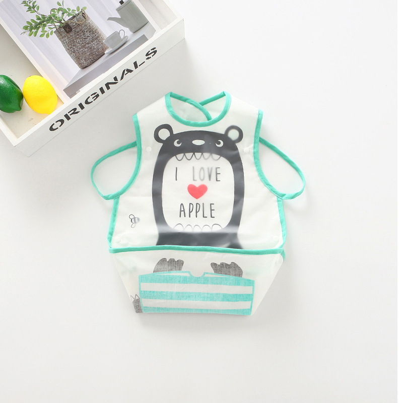 Baby Cartoon Animal Plant Print Sleeveless Waterproof Bib